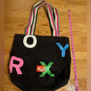 Roxy Black Red Reversible Shoulder  Canvas Bag